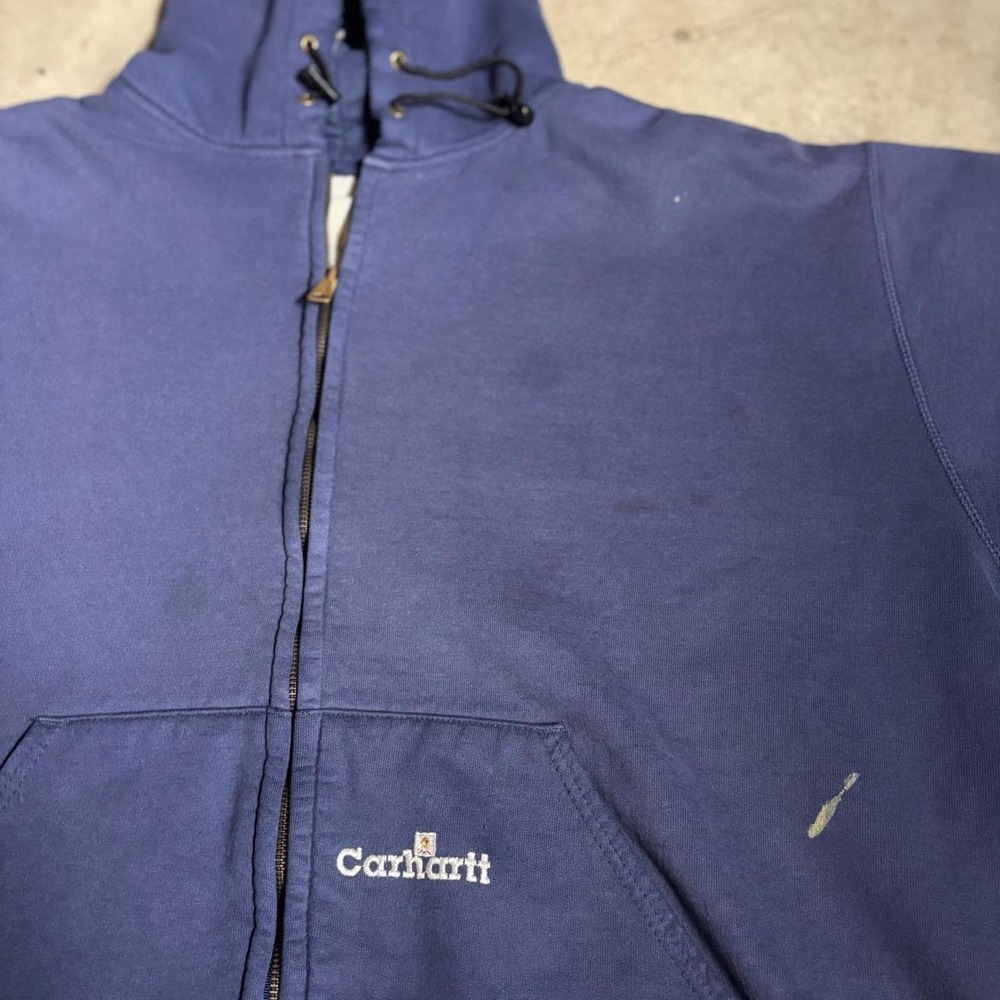 Vintage 90s Carhartt K129 Thermal Lined Zip Up Hoodie Sz XXL - Picture 4 of 7